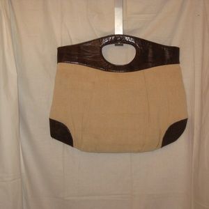 Large Leather & Canvas Poppie Jones Tote Bag